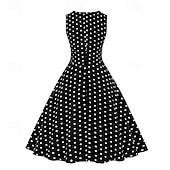 levne Šaty-Retro 50. léta Rockabilly Šaty Houpací šaty Puntíky Dámské Karneval Plesová maškaráda Denní nošení loučení se svobodou nevěsty Dospělé Šaty Šaty pro návrat domů