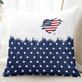 cheap Holiday Cushion Cover-American Flag Vintage Decorative Toss Pillows Cover 1PC Soft Square Couch Cushion Case Pillowcase for Bedroom Livingroom Sofa Chair 4th of July Independence Day