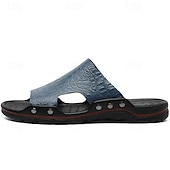 preiswerte Lässige Sandalen-lässige braune Slide-Sandalen für Herren mit Krokoprägung und strapazierfähiger Gummisohle – bequeme Outdoor-Schuhe für Sommer, Strand und Alltag