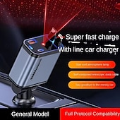 abordables Cargadores para coche-Cargador USB retráctil Starlight mejorado para automóvil, cargador de teléfono para automóvil 4 en 1 súper rápido, 2 puertos USB, adaptador para encendedor de cigarrillos