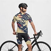 abordables Maillots pour hommes-Homme Maillot Velo Cyclisme Manche Courte Cyclisme Tee-shirt Maillot avec 3 poches arrière VTT Vélo tout terrain Respirable Séchage rapide Conception anatomique Mèche Rouge Kaki Drapeau National Des