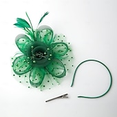 abordables Tocados-Tocados para mujer, sombrero para fiesta de té, diadema con flores, cóctel, malla, plumas, pinza para el pelo, sombrero Derby de Kentucky, boda