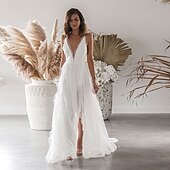 preiswerte Abschlusskleider-Damen Maxikleid Abschlusskleid Freizeitkleid A Linie Kleid Sommerkleid Stilvoll Sexy Urlaub Täglich Date Normale Passform Einfach Ärmellos V Ausschnitt Weiß Sommer