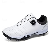 economico Scarpe da Golf da Uomo-scarpe da golf bianche da uomo con sistema di allacciatura Boa, suola chiodata, tomaia traspirante per comfort e stabilità sul campo da golf
