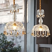 abordables Luces colgantes-Lámpara colgante con diseño de farol de cristal de estilo retro francés, 110-240 V