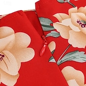 abordables Vestidos-1950s Retro Antiguo Rockabilly Hasta la Rodilla Vestidos Vestido de té Vestido swing Floral Ajustado / Acampanado Columpio Disfraz Mujer Navidad Carnaval Año Nuevo Reunión de Antiguos Alumnos Ropa