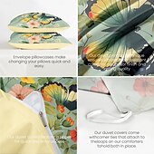 abordables 100% Coton-l.t.home Parure de lit réversible en satin 100 % coton de qualité supérieure, 300 fils au pouce carré, motif floral Elite
