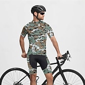tanie Męskie koszulki-Męskie Koszulka rowerowa Kamuflaż Krótki rękaw Rower Tee Tshirt Dżersej z 3 tylnymi kieszeniami Kolarstwo górskie Szybkie wysychanie Anatomiczny kształt Odprowadzające wilgoć Oddychający Sport Ziele