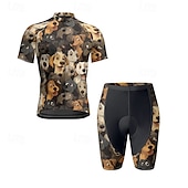 economico Set di abbigliamento da uomo-Per uomo Maglia con pantaloncini da ciclismo Manica corta Ciclismo da montagna Cicismo su strada Nero Giallo Rosso Con cagnolino Bicicletta Elastene Gli sport Con cagnolino Abbigliamento