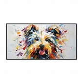 cheap Animal Paintings-Handmade Oil Painting Canvas Wall Art Decoration Modern Abstract Cute Animal Puppy for Living Room Home Decor Rolled Frameless Unstretched Painting