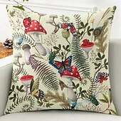 baratos estilo floral e plantas-Capa Decorativa de Almofadas de Insetos Florais 1PC Capa de Almofada Quadrada Macia para Sofá do Quarto Sala de Estar Primavera Verão