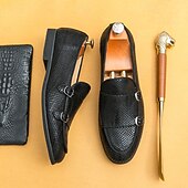 economico Semi-formale-mocassini da uomo firmati con doppia fibbia, tomaia in mesh testurizzato, scarpe casual eleganti per il lavoro e le occasioni speciali
