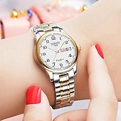 economico Orologi al quarzo-digitale nuovo quadrante circolare orologio da donna business ipx7 impermeabile calendario luminoso display settimanale cinturino in lega multifunzionale elegante orologio al quarzo per viaggio tempo