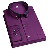 economico Camicie Button Down da uomo-Per uomo Camicia Camicie Camicia con bottoni Tinta unica Matrimonio Feste Nero Bianco Rosa Vino Manica lunga Bavero Primavera Autunno Abbigliamento Tasche