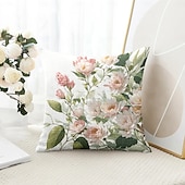 baratos estilo floral e plantas-Capa Decorativa de Almofadas Florais 1PC Capa de Almofada Quadrada Macia para Sofá do Quarto Sala de Estar