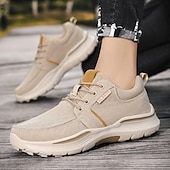 cheap Men&#039;s Sneakers-Men&#039;s Beige Sports Sneakers with Cushioned Sole and Breathable Fabric – Classic Casual Walking Shoes for Outdoor and Daily Wear