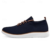 preiswerte Sneaker für Herren-marineblaue Strick-Sneaker für Herren mit Schnürung und gepolsterter Sohle für bequemes Tragen im Alltag