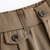 baratos Calças de Vestir Curtas-Homens Calção Shorts sociais Pregueado Cintura elástica Perna reta Tecido Conforto Sem Ferro Comprimento do joelho Escritório O negócio Diário Moda Roupa de rua Preto Marron