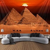 preiswerte Landschaftsteppich-Landschaft Ägypten Pyramide Hängender Wandteppich große Wandteppich Wanddekoration Fotografie Hintergrund Decke Vorhang Wohnraum Schlafzimmer Dekoration Wüstenschafe