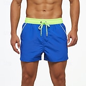 baratos Calções de Banho Masculinos-Homens Calção Justo de Natação Shorts de Natação Bermuda de Surf Calças Com Cordão Com bolsos Natação Surfe Praia Esportes Aquáticos Retalhos Cor Sólida Verão Primavera