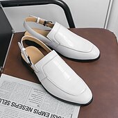 economico Sandali eleganti-scarpe eleganti da uomo nere con cinturino posteriore in pelle stampata coccodrillo, vestibilità comoda e suola resistente - perfette per eventi formali e occasioni di lavoro