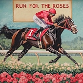 お買い得  ヴィンテージシャツ-ケンタッキーダービー 男性用 競馬 バラのために走る シャツ キューバシャツ 半袖 ヴィンテージレトロ バケーション 祝日 祭り 夏 春 キャンプカラーシャツ 3Dプリント 面白いケンタッキーダービーシャツ オレンジ