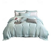 economico Set copripiumino-Set di Biancheria da Letto in Cotone Egiziano Bianco Solido Luxury Soft Brushed con Bordo Scolpito Completo Copripiumino Copripiumino per Regine e King Size con Federe