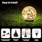 baratos Landscape Lights-2 Pcs 12CM-35Lets Outdoor Solar Cracked Glass Ball Ground Plug in Light Courtyard Garden Lawn Path Wedding Festival Atmosphere Decorative Light
