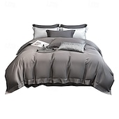economico Set copripiumino-Set di Biancheria da Letto in Cotone Egiziano Bianco Solido Luxury Soft Brushed con Bordo Scolpito Completo Copripiumino Copripiumino per Regine e King Size con Federe