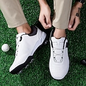 economico Scarpe da Golf da Uomo-scarpe da golf bianche da uomo con sistema di allacciatura Boa, suola chiodata, tomaia traspirante per comfort e stabilità sul campo da golf