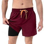cheap Men&#039;s Boxer Swim Trunks-Men&#039;s Swim Trunks Swim Shorts Board Shorts Bottoms Drawstring 2 in 1 with Pockets Swimming Surfing Beach Water Sports Solid Colored Summer Spring