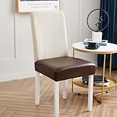 cheap Chair Cover-WaterProof PU Leather Dining Room Chair Cover Seat Covers Elastic Stool Covers Durable Dust-proof Cushion Cover for Home Hotel