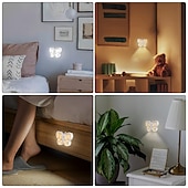 cheap Sensor Night Lights-Cute Butterfly Shaped LED Motion Sensor Night Light with Switch, Rechargeable Human Body Infrared Detection 3 Modes for Children&#039;s Day Christmas Gift 1PC