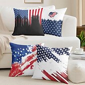 cheap Holiday Cushion Cover-American Flag Vintage Decorative Toss Pillows Cover 1PC Soft Square Couch Cushion Case Pillowcase for Bedroom Livingroom Sofa Chair 4th of July Independence Day