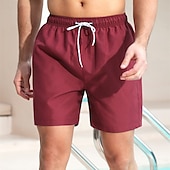 お買い得  男性用水泳パンツ-男性用 ボードショーツ スイムショーツ スイムトランク カラーブロック 平織り 速乾性 高通気性 ドローストリング 弾性ウエスト バケーション ビーチ ハワイアン カジュアル ダークレッド ネイビーブルー