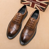economico Formale-scarpe brogue in similpelle marrone da uomo - calzature formali eleganti e resistenti per lavoro, ufficio ed eventi speciali