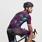 economico Maglie da uomo-Per uomo Maglia da Ciclismo Teschio Manica Corta Bicicletta Maglietta Maglia con 3 tasche posteriori Mountain Bike MTB Asciugatura Rapida Design Anatomico Assorbente Traspirante Gli sport Nero Viola