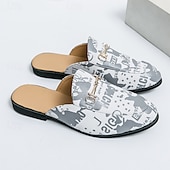 abordables Semiformal-Mules de moda para hombre sin cordones con diseño gráfico, correa ajustable y plantilla cómoda para uso casual y diario.
