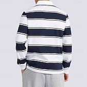  Herren Gestreift Rugby-Poloshirt Langarm Polo-Shirts Hemden mit Kragen Sportbekleidung Lässig Schule Outdoor Athleisure 3D-Druck Frühling Herbst Winter Blau / Weiß