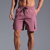 baratos Clássico-Homens Bermuda Cargo Calção Shorts de verão Com Cordão Cintura elástica Bolso multi Tecido Conforto Vestível Comprimento do joelho Ao ar livre Esporte Diário Moda Casual Preto Rosa