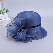 levne Party klobouky-Klobouky Organza Kbelík Čajový dýchánek Dostih koktejl Elegantní Vinobraní Roztomilý S Květiny Přílba Pokrývky Hlavy