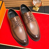economico Formale-scarpe eleganti da uomo in similpelle marrone con lacci e dettagli intrecciati, stile classico formale, comode per matrimoni ed eventi aziendali