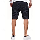 baratos Clássico-Homens Bermuda Cargo Calção Shorts de verão Com Cordão Cintura elástica Bolso multi Tecido Conforto Vestível Comprimento do joelho Ao ar livre Esporte Diário Moda Casual Preto Verde Claro