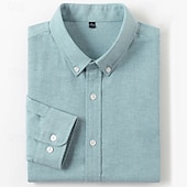 voordelige Overhemden met knopen voor heren-Voor heren Overhemd Overhemd met knopen Effen Kleur Bruiloft Feest Wit Rood Marineblauw blauw Lange mouw Revers Lente Herfst Kleding Knop