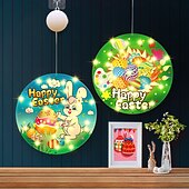 お買い得  イースターライト-イースターバニーエッグ吸盤ショーケースライト電池式イースターディナーパーティー用お祝いデコレーション