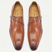 baratos Formal-Sapatos masculinos de couro marrom premium com tiras de monge e detalhes texturizados, estilo formal para casamentos, eventos empresariais e ocasiões especiais