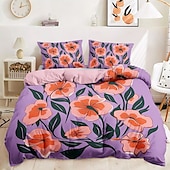 abordables 100% Coton-l.t.home Parure de lit réversible en satin 100 % coton de qualité supérieure, 300 fils au pouce carré, motif floral Elite