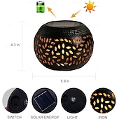cheap Landscape Lights-1pc Outdoor Solar Iron Rice Grain Hollow-Shaped Landscape Light for Courtyard, Garden, Lawn, Path, Staircase, Interior Decoration
