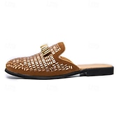 preiswerte Clogs &amp; Pantoletten für Herren-Herren-Slipper aus braunem Wildleder mit metallisch-goldenen Nieten und Schleifenakzent – stilvolle Freizeit-Loafer für den Alltag und besondere Anlässe