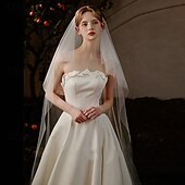 baratos Véus de Noiva-Uma Camada Contemprâneo / à moda Véus de Noiva Véu Catedral com Perola Imitação Tule